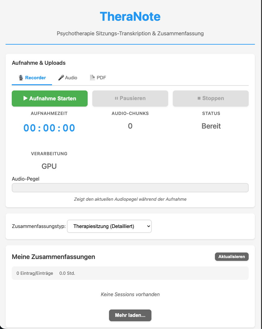 Theranote – Lokale Therapie-Dokumentation mit KI